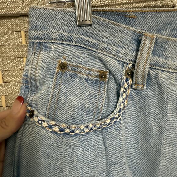 VINTAGE Zena Jeans Women 16 30” Waist Light Wash Patchwork Tapered Mom NEW FLAW - Picture 4 of 12